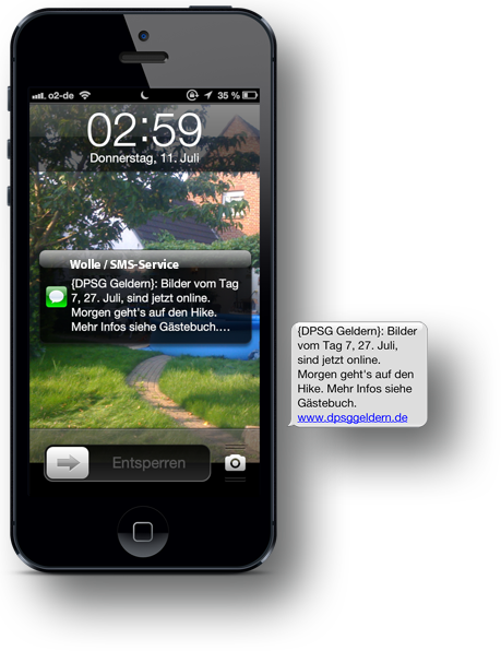 SMS-Service, Screenshot
